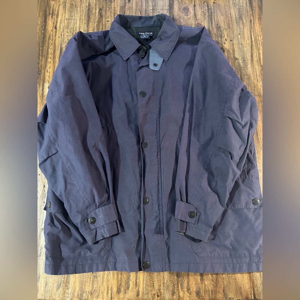 Nautica Men's XL Blue Full Zip/Button Fall/Winter Jacket With 100% Cotton Lining - Picture 3 of 3